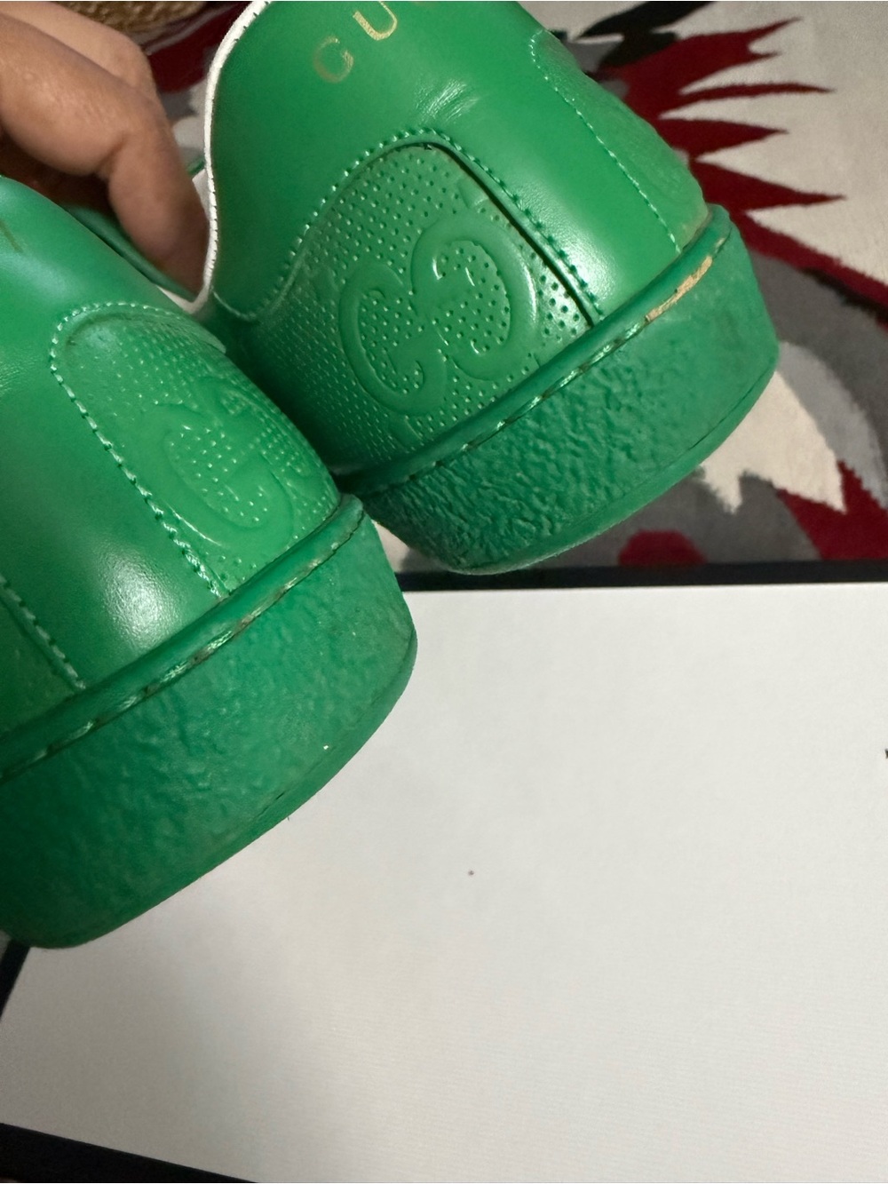 Gucci Green Embossed Leather Low-Top Sneakers - Picture 5 of 10